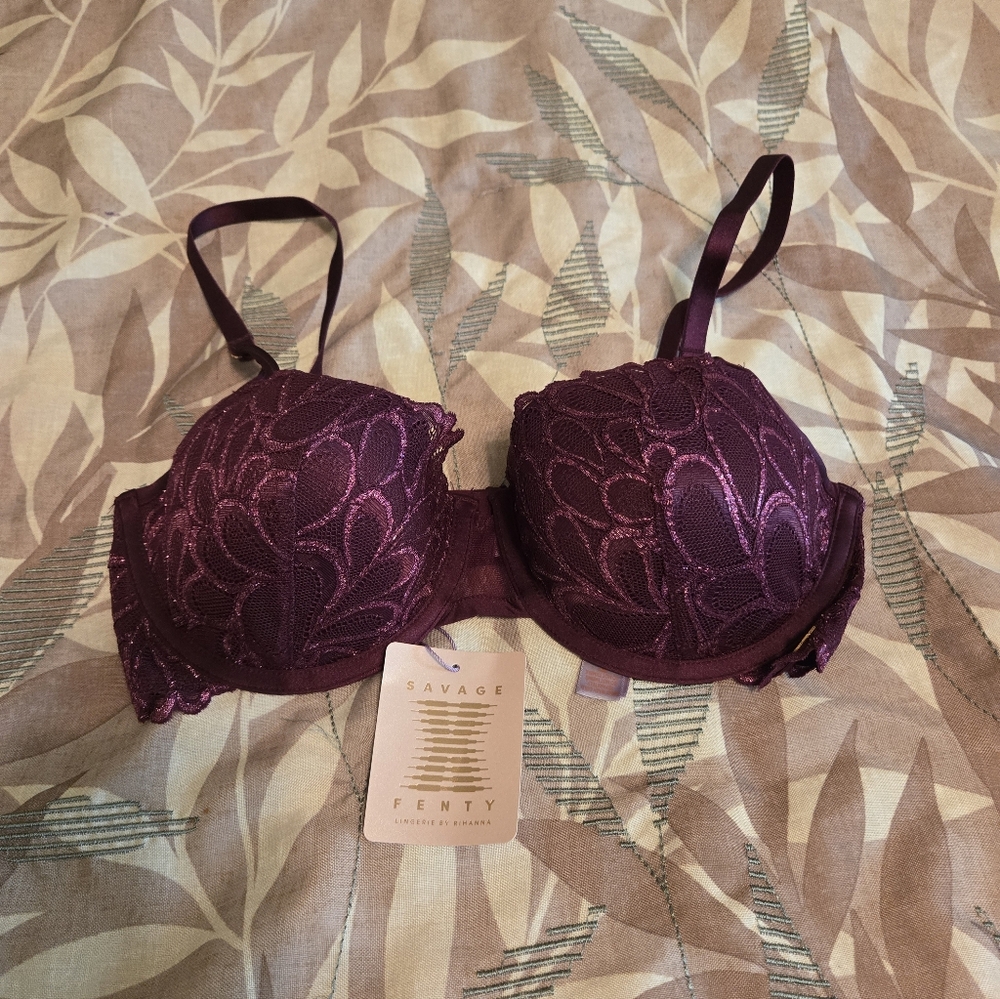 NWT Savage X Fenty Women's Purple Lace Bra